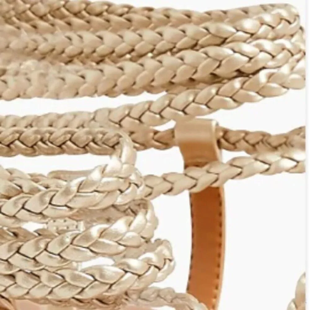 J CREW Braided Metallic‎ Gold Lace-up Sandals
